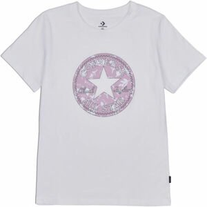 Converse FALL FLORAL PATCH GRAPPHIC TEE Dámske tričko, biela, veľkosť L