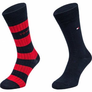 Tommy Hilfiger MEN SEASONAL SOCK 2P RIB RUGBY Pánske ponožky, tmavo modrá, veľkosť 43 - 46