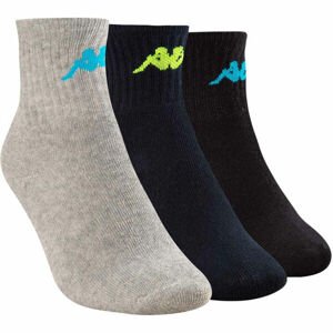 Kappa TRI 3PACK Detské ponožky, modrá,čierna,sivá, veľkosť