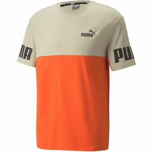 Puma POWER COLORBLOCK TEE Pánske tričko, béžová, veľkosť XXL