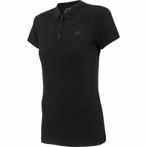 4F WOMEN'S T-SHIRT Dámske tričko s golierom, čierna, veľkosť