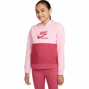 Nike NSW HERITAGE FT HOODIE G Dievčenská mikina, ružová, veľkosť XL