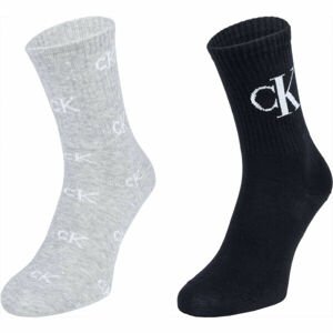 Calvin Klein 2PK ALLOVER MONOGRAM CASUAL CREW EDEN Dámske ponožky, čierna, veľkosť UNI
